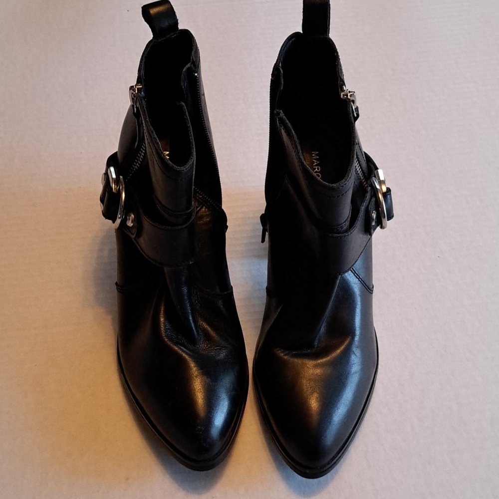 MARC FISHER Leather Chunky Heel Size 8.5 Booties - Picture 3 of 8